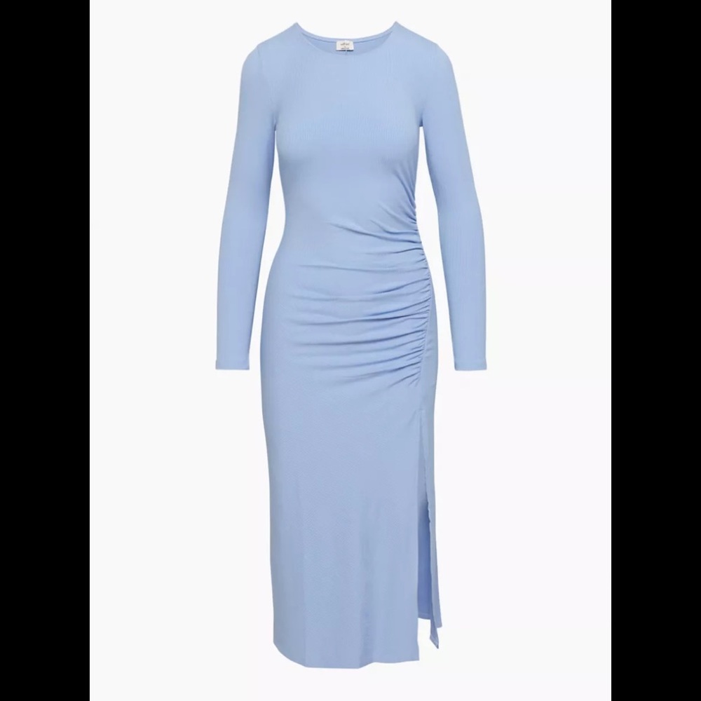 Aritzia Amelia ribbed long sleeve dress with side-slit S